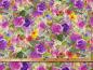 Preview: Patchworkstoff Clothworks Flowershop Rosen in lila und bunte Blumen mit Maß